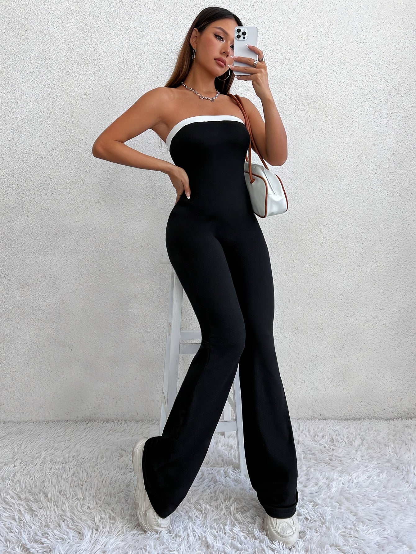 Fashionable Color Block Tube Jumpsuit - Striking Sleeveless Design for Spring & Summer - Versatile Womens Clothing for Trendsetters - Lightweight, All-Day Comfort