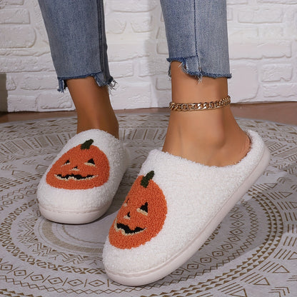 Cozy Halloween Cartoon Pumpkin House Slippers