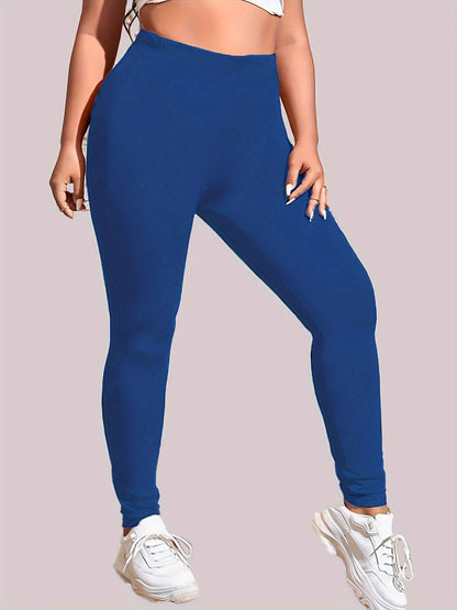 Leggings ajustados elásticos de talla grande: suaves, transpirables, cómodos, para uso diario: ropa informal para mujeres con curvas