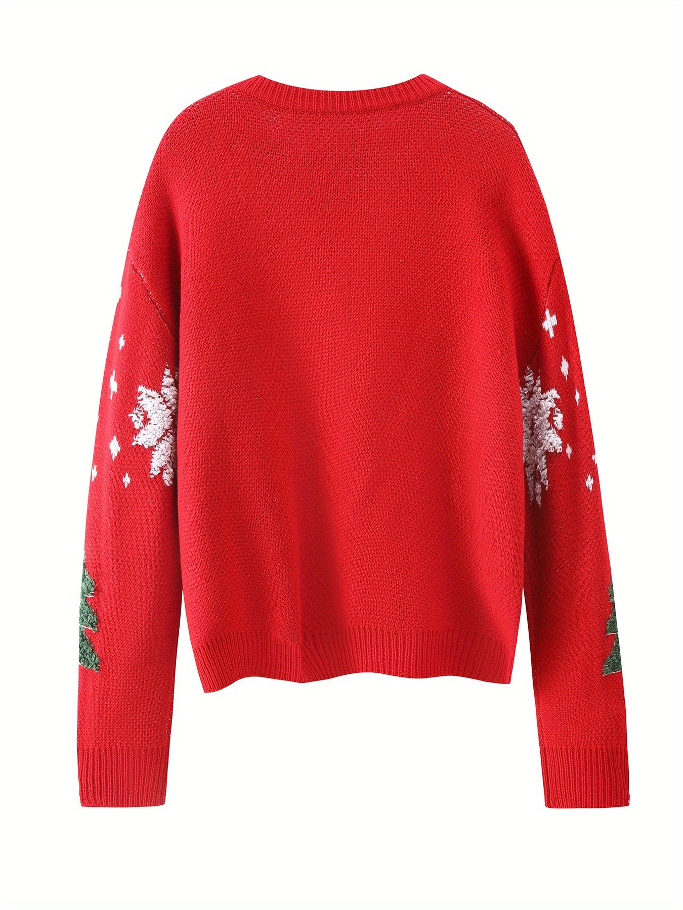 Cozy Christmas Pattern Crew Neck Sweater - Soft, Casual, Long Sleeve, Warm, Fall & Winter Essential - Women's Comfortable Clothing for Holiday Season