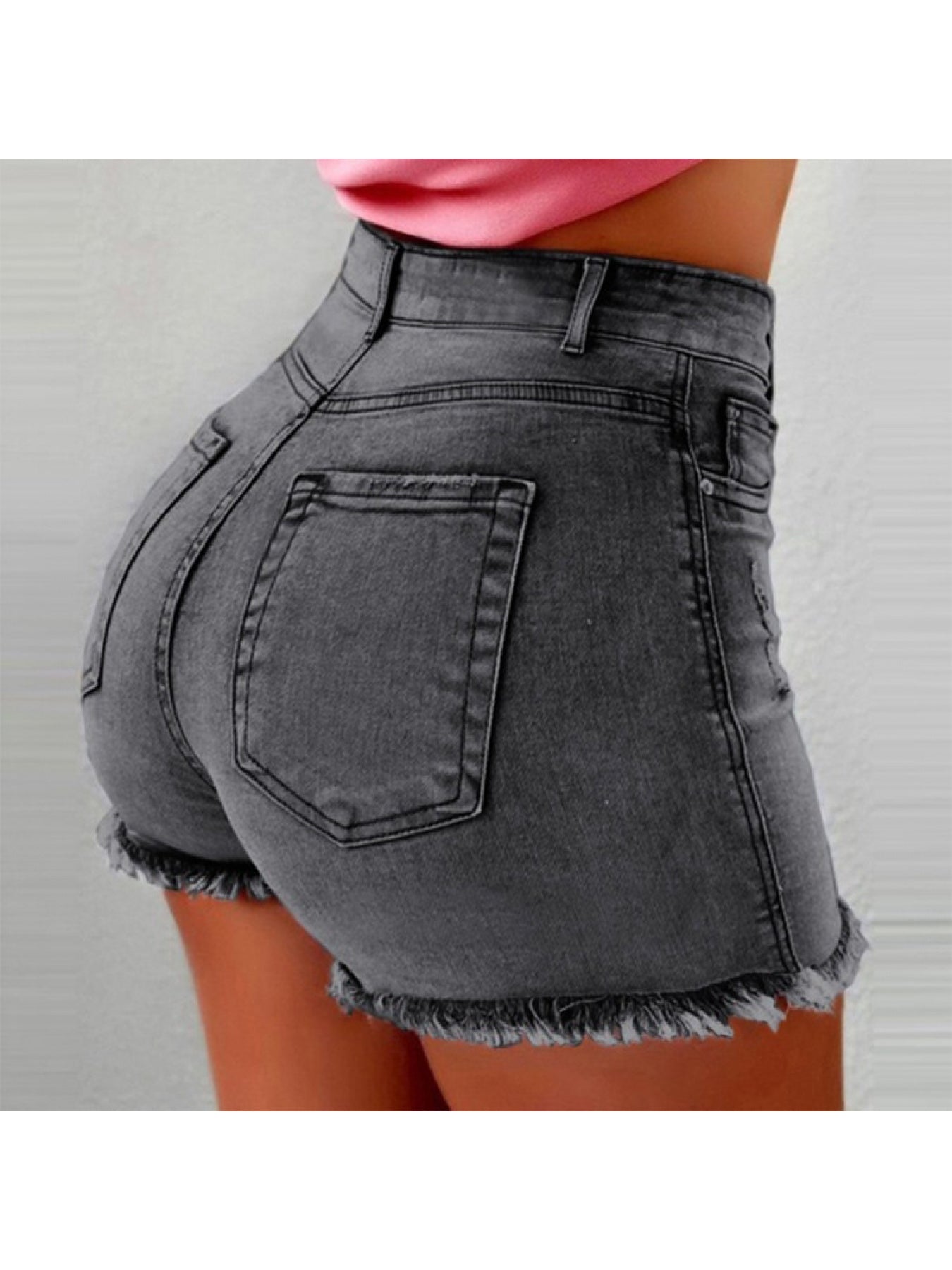 Women'S Denim Shorts Fringed Torn High Waist Jeans Hot Pants