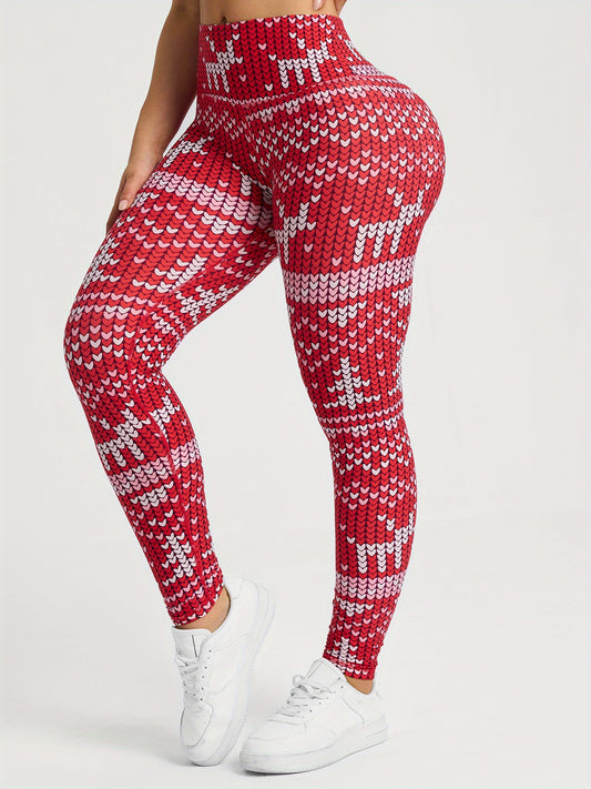 Leggings deportivos ajustados de cintura alta con estampado navideño para mujer, ropa deportiva y ropa para mujer