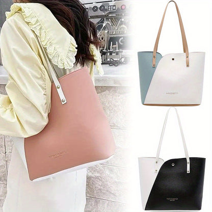 1Pc Spacious Luxurious Soft Leather Ladies Tote Handbag