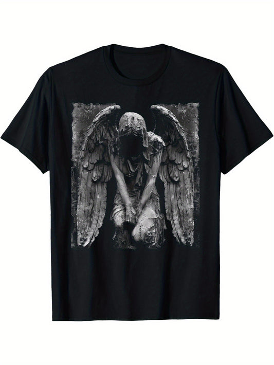 Gothic Angel Fallen Statue Dark Art Occult Demon Goth Horror T-Shirt