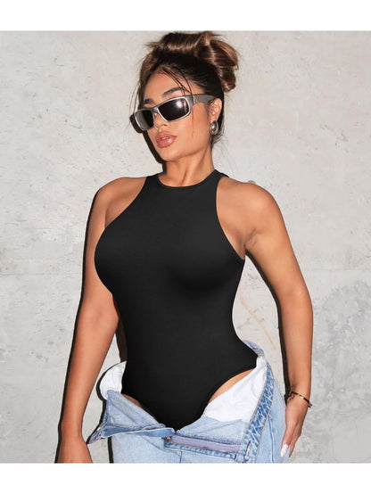 5 Pcs High Neck Sleeveless Bodysuit for Women: Tummy Control Thong Shapewear Compression Tank Top for Going Out