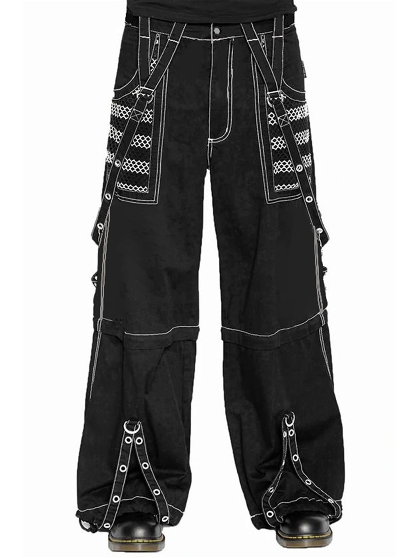 Women's Gothic Punk Wide-Leg Cargo Jeans - Low Rise, High-Waist Y2K Streetwear Denim Pants with Chain Detail, Loose Fit Baggy Boyfriend Style, Non-Transparent Polyester, All-Season Wear