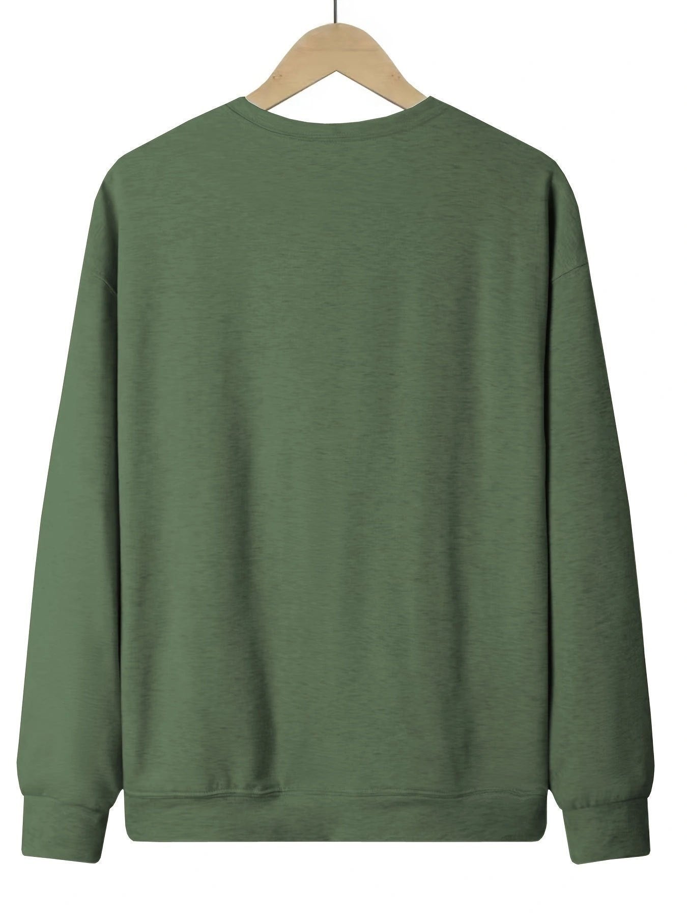 Cozy Festive Green Christmas Believe Print Crew Neck Sweatshirt - Soft Polyester & Elastane Knit Fabric, Long Sleeve Pullover, Comfort Fit, All Seasons Wear