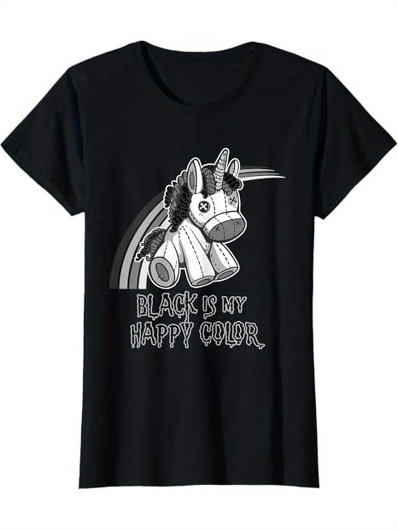 Black Is My Happy Color Gothic Unicorn Goth Girl Emo T-Shirt