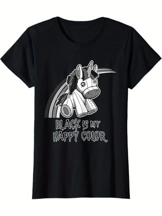 Camiseta gótica de unicornio con el color negro de mi felicidad para chica gótica y emo