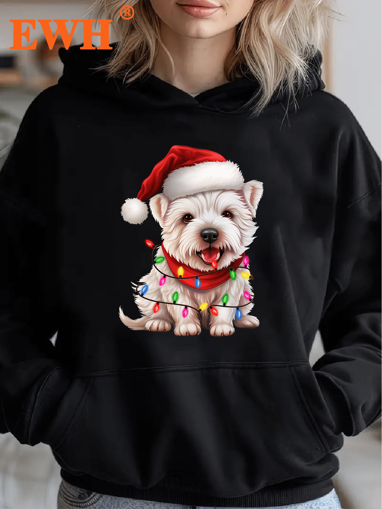 EWH Christmas sweatshirt women's color Christmas tree graphic sweater Christmas holiday party long sleeve pullover DF006