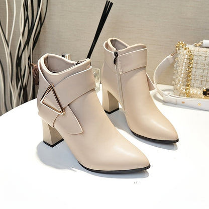 Korean Style Women's Chelsea Ankle Boots - Block Heel