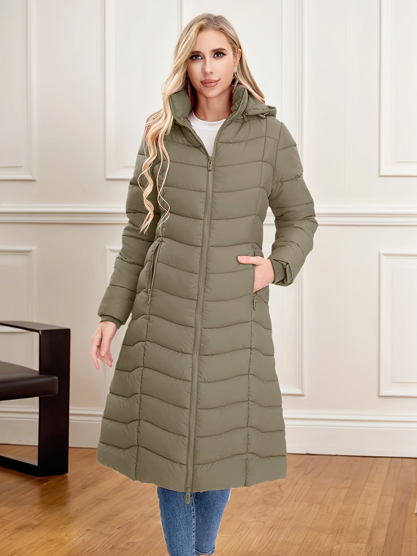 Women's Long Hooded Coat - Multi-Color, Quilted, Warm And Stylish, Available In Multiple Sizes