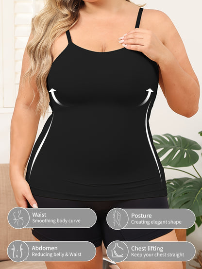 Plus Size Women's Shaping Tank Top - Sculpting, Slimming, and Posture Perfecting Camisole with Tummy Control, Back Support, and Breathable Fabric for Comfortable Everyday Wear