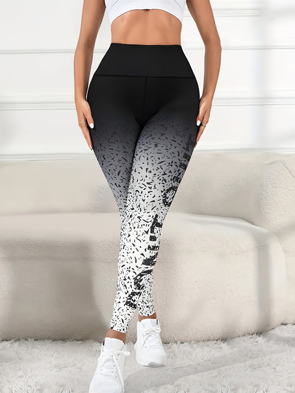 Vibrant Letter Print Color Block High Waist Leggings - Soft, Stretchy, and Comfortable for Everyday Wear - Womens Casual Fashion Clothing for All Body Types