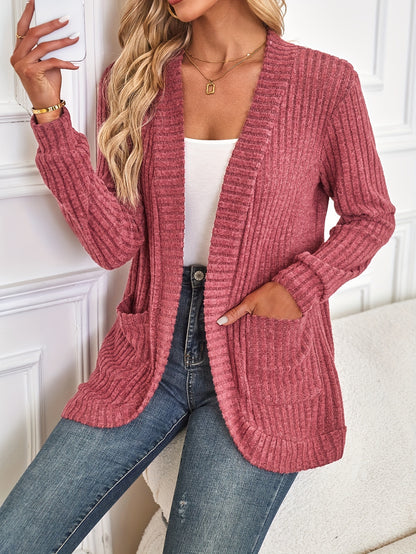 Womens Soft Knit Open Front Cardigan with Pockets