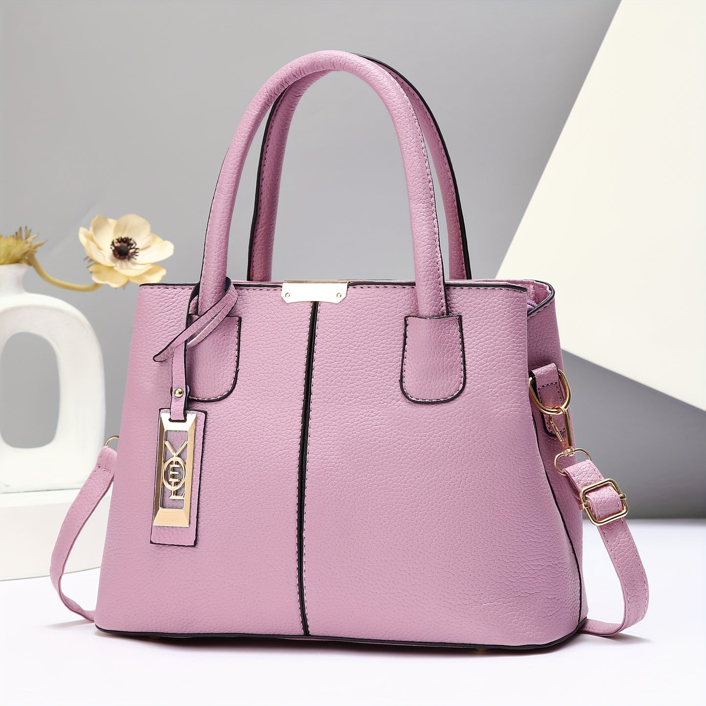 Elegant Faux Leather Tote Bag for Women, Large Capacity Shoulder & Crossbody Handbag