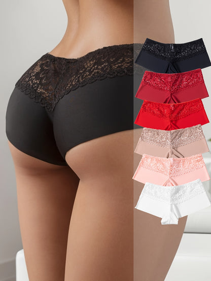 Ultra-Soft Lace-Stitched Boyshorts - Seamless Fit 6-Pack - LuxyXO