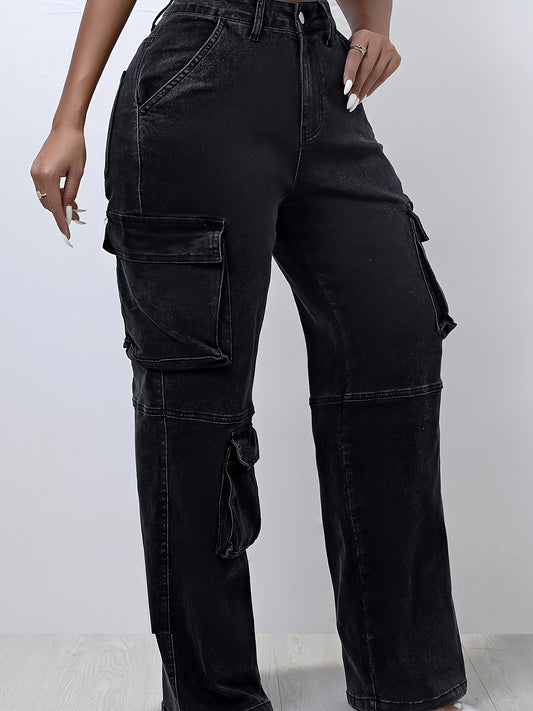 Street Flap Stretch Cargo Pants Fashionable Loose Jeans