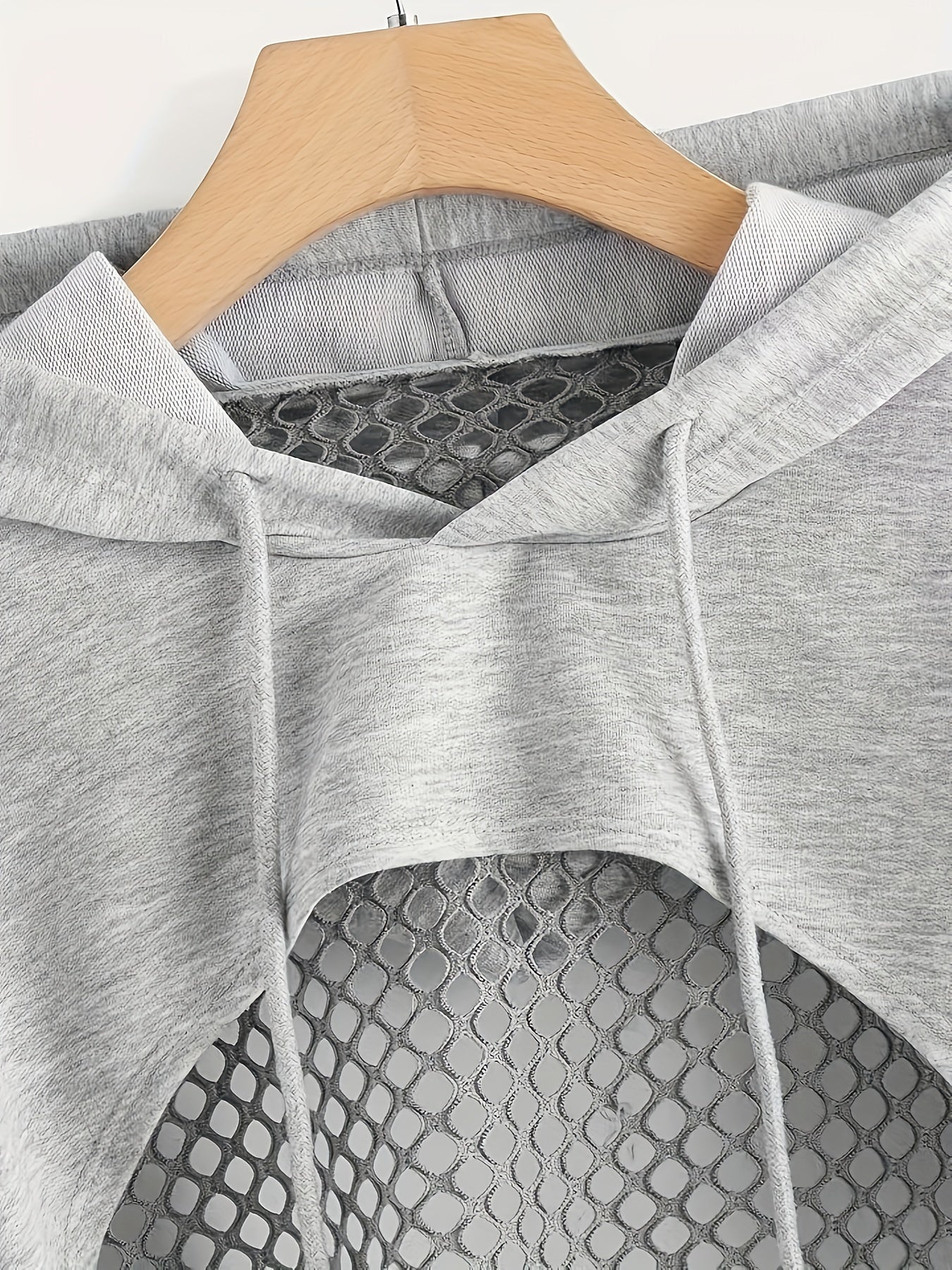 Hoodie Sweatshirt - Mesh Panels - Cropped Sports Jacket for Casual Chic Style - LuxyXO