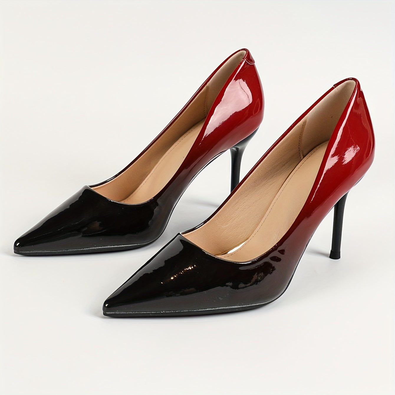 Elegant Colorblock Point-Toe Pumps - Shallow Mouth Slip-On Formal High Heels for Office, Party, and Special Occasions - Comfortable and Chic Women's Shoes with Classic Design