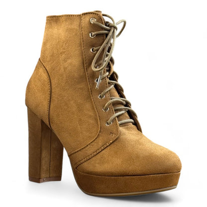 Women's Comfort Lace Up Chunky Heel Ankle Bootie