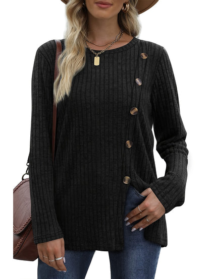 Women's Long Sleeve Crew Neck Tunic Top