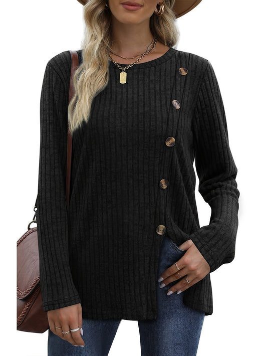 Women's Long Sleeve Crew Neck Tunic Top