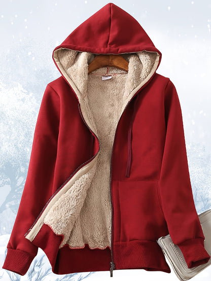 Winter Warm Jackets Thick Sherpa Lined Zip Up Hoodies Heavyweight Sweatshirt Coat