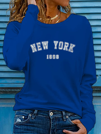 Sudadera elegante con cuello redondo inspirada en Nueva York