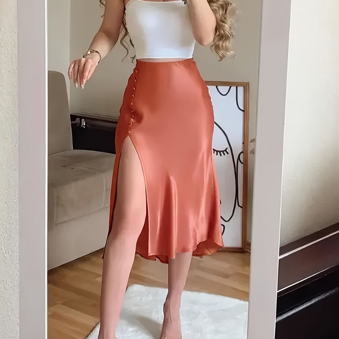 Elegant Solid Color Slim Two-piece Skirt Set