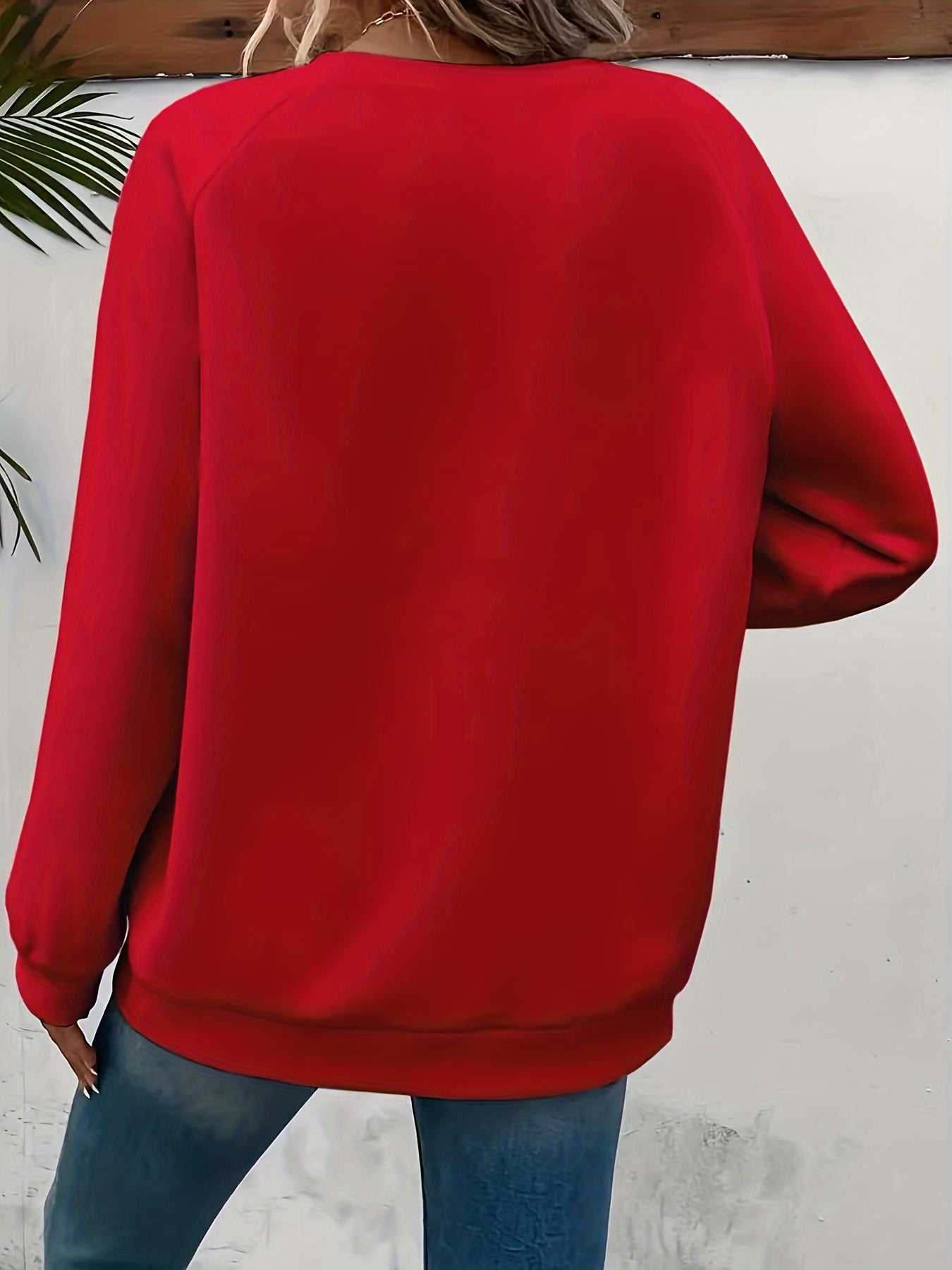 [Moda de temporada] Sudadera informal de cuello redondo de gran tamaño para mujer, tejido de punto 100 % poliéster, jersey de manga larga con patrón geométrico de corazón para otoño/invierno, jersey acogedor, jersey de cuello redondo, sudadera elegante