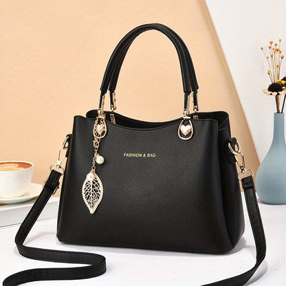 Elegant White Faux Leather Handbag for Women - Chic Fashion Shoulder Bag