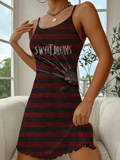 Comfortable Womens Striped Sleep Dress - LuxyXO