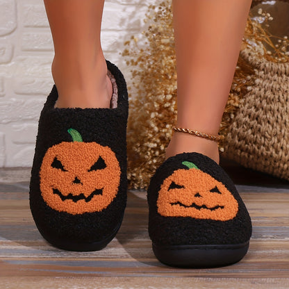 Cozy Halloween Cartoon Pumpkin House Slippers