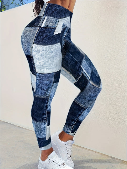 Plaid Pattern Yoga Pants, Stretchy Running Workout Sports Fitness Leggings, Women's Activewear