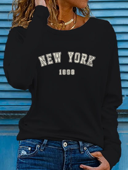 Sudadera elegante con cuello redondo inspirada en Nueva York