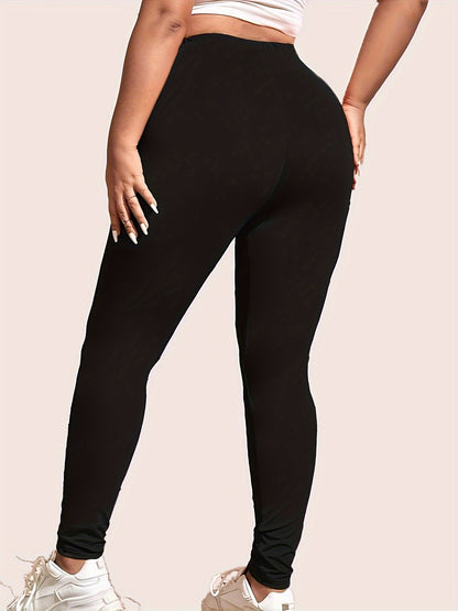 Leggings ajustados elásticos de talla grande: suaves, transpirables, cómodos, para uso diario: ropa informal para mujeres con curvas