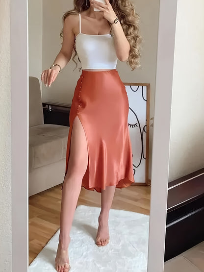 Elegant Solid Color Slim Two-piece Skirt Set