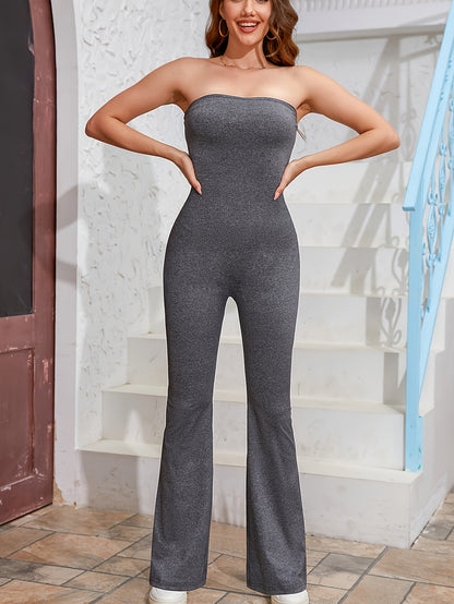 Chic Solid Strapless Tube Jumpsuit - Effortless Sleeveless Style for Spring & Summer - Fashion Womens Casual Everyday Wear