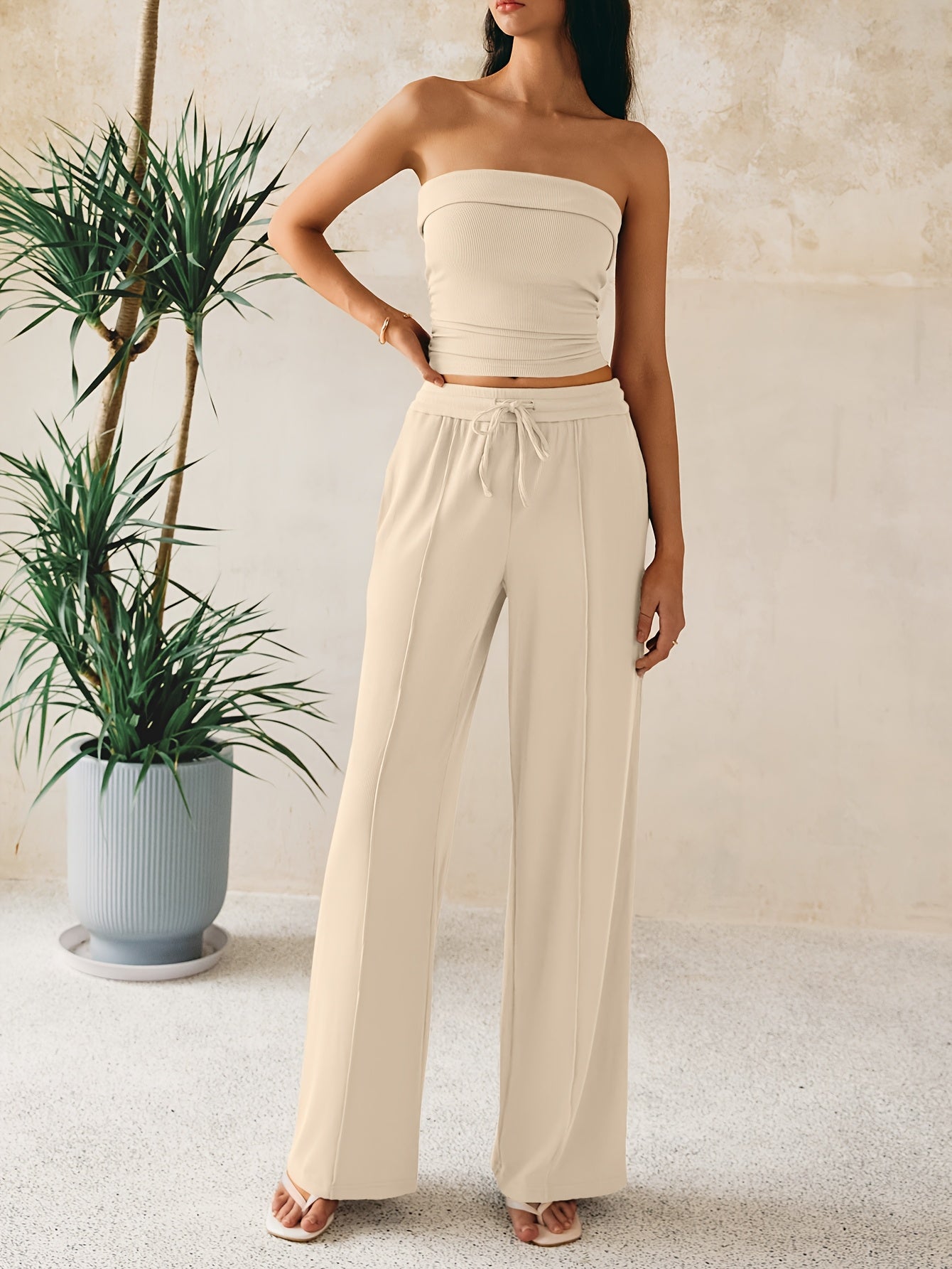 Women's Summer Two Piece Set Wide Leg Pants