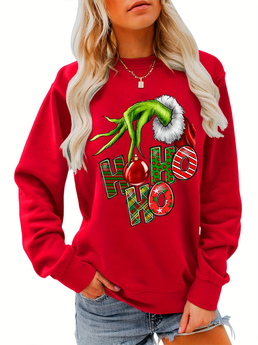 Cozy Women's Crew Neck Letter Print Sweatshirt for Fall & Spring, Casual Fashion Clothing