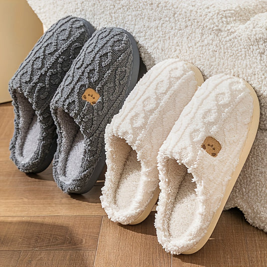 Pantuflas de felpa ultra suaves con estampado de oso