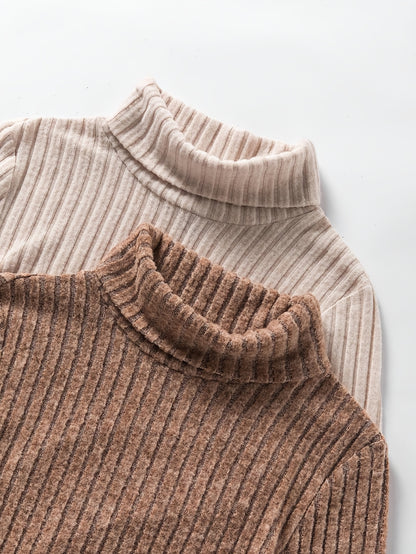 Body de punto de cuello alto de dos piezas para mujer, otoño e invierno