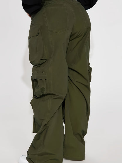 Pantalones cargo elegantes de talla grande con bolsillos con solapa