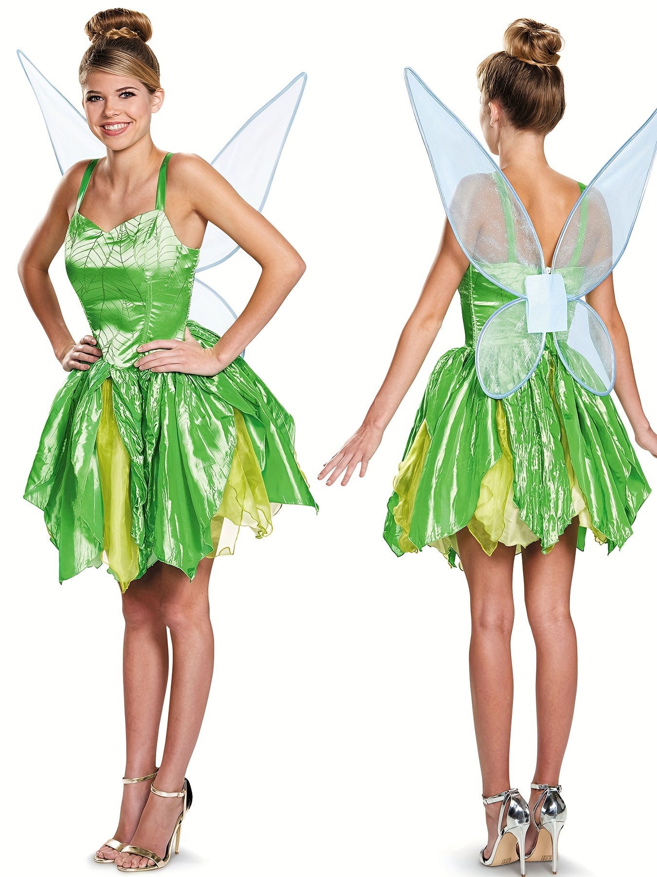 Conjunto de disfraz de hada elfa femenina para Halloween, minivestido sin mangas con alas de mariposa, disfraz de hada para cosplay