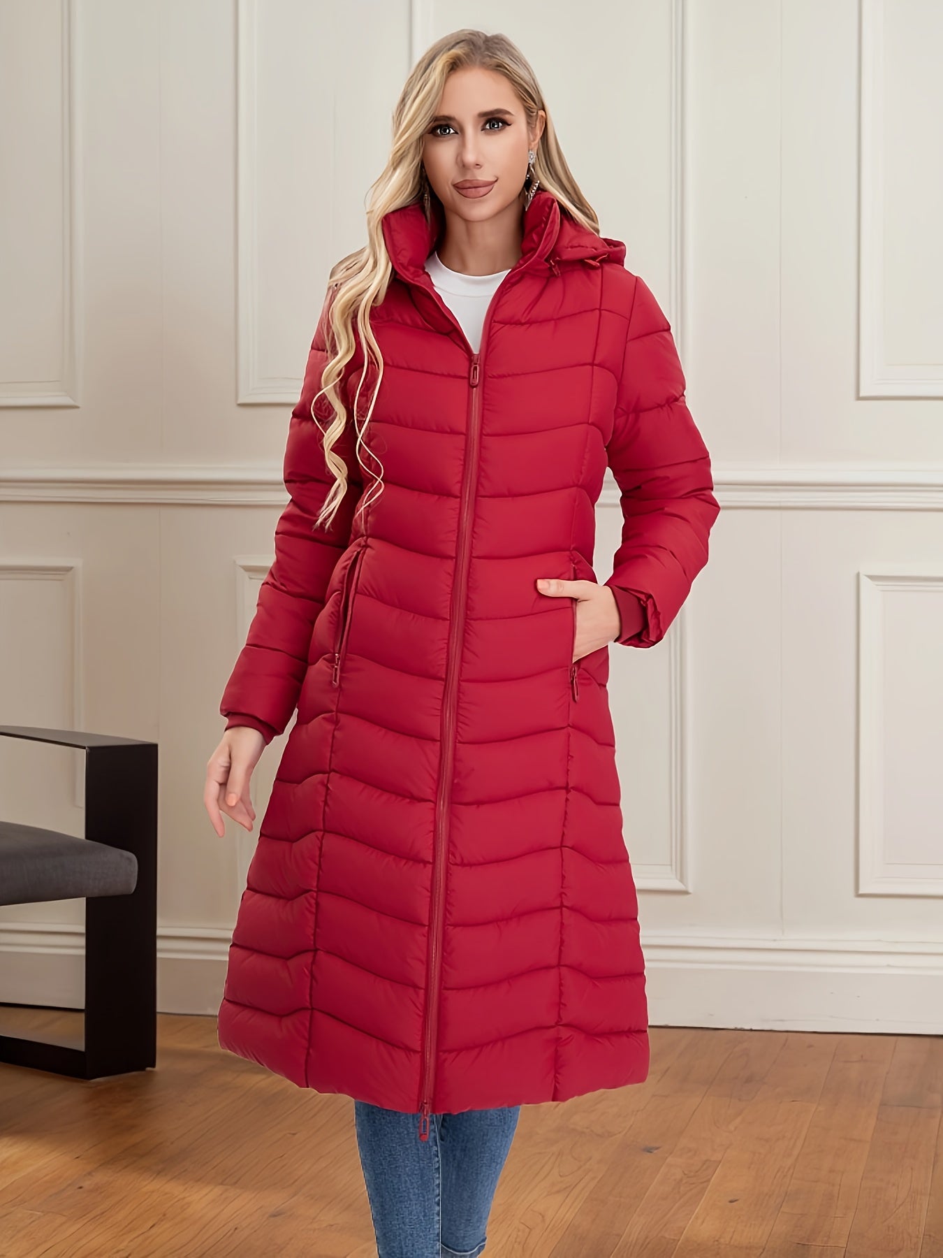 Women's Long Hooded Coat - Multi-Color, Quilted, Warm And Stylish, Available In Multiple Sizes