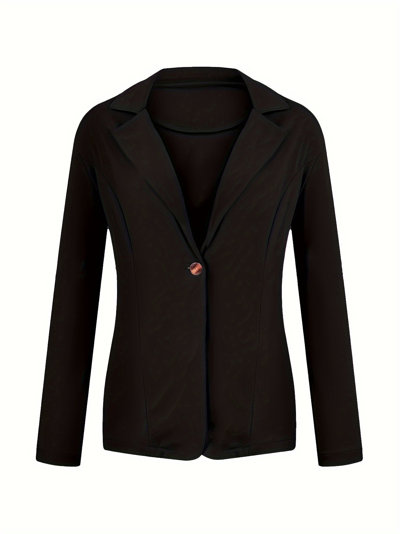 Fashionable Womens Blazer Jacket - Solid Lapel, Button Closure, Flowy Long Sleeves - Casual-Formal Commuter Outerwear