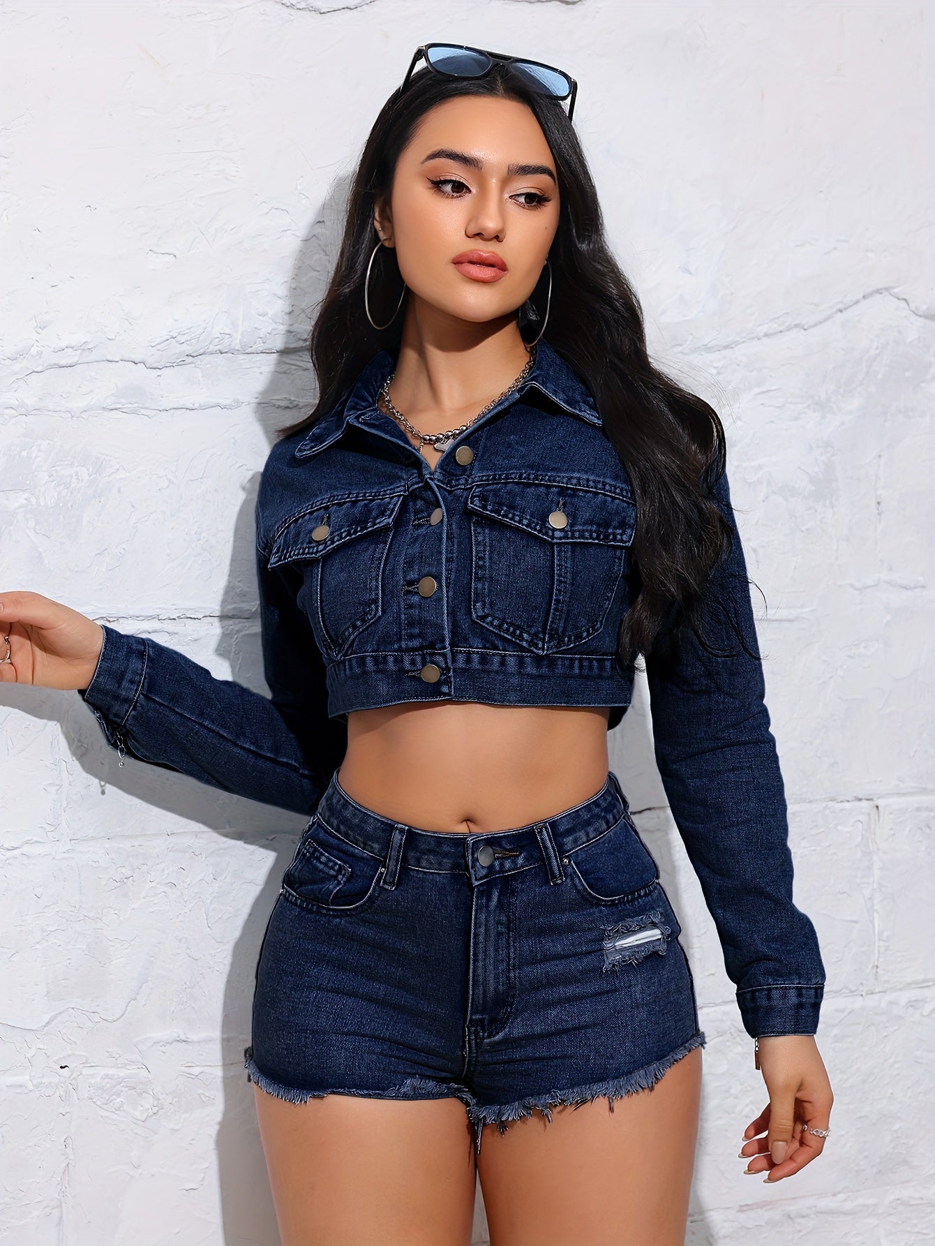 Denim Jacket Vintage-Inspired Chic Women's Short Style Hem Detail