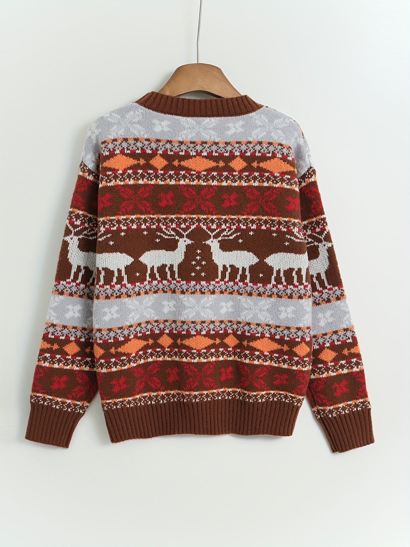 Cozy Women's Christmas Pattern Crew Neck Casual Long Sleeve Sweater for Fall & Winter