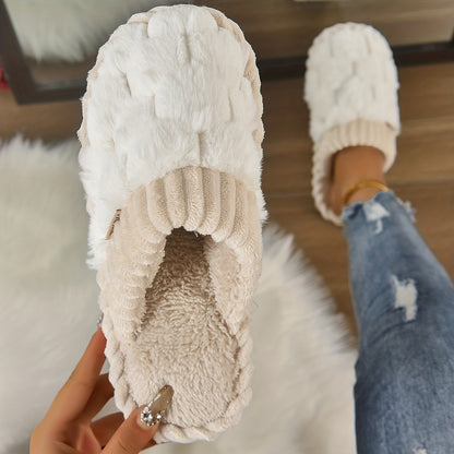 Cozy Colorblock Faux Fur Slippers - Ultra-Soft Slip-Ons with Luxurious Plush Lining - Perfect for Your Home Sanctuary